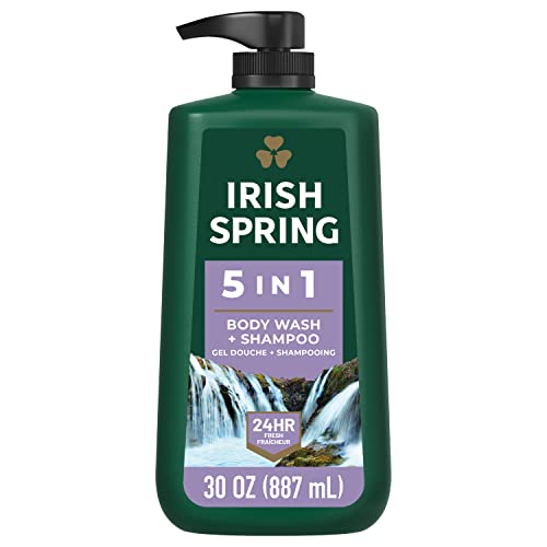 41TRox-29eL.jpg Irish Spring 5 in 1 Body Wash for Men, Men's Body Wash, Smell Fresh and Clean for 24 Hours, Conditions and Cleans Body, Face, and Hair, Made with Biodegradable Ingredients, 30 Oz Pump - Image 1