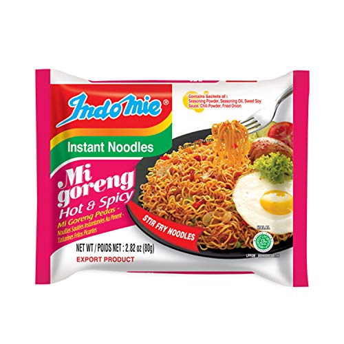 Version 1.0.0 Indomie Mi Goreng Instant Stir Fry Noodles, Halal Certified, Hot & Spicy / Pedas Flavor 2.82 Ounce (Pack of 30) - Image 1