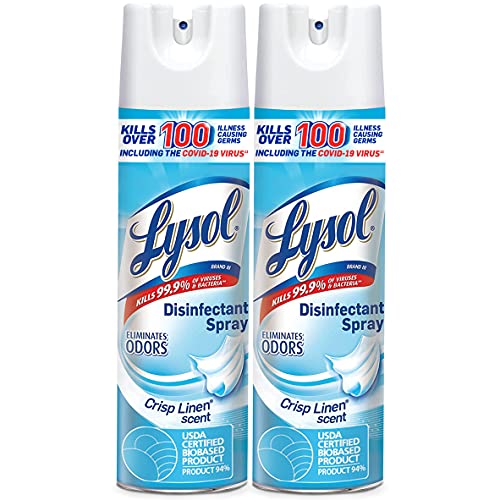 51Upit1zLLL.jpg Lysol Disinfectant Spray, Sanitizing and Antibacterial Spray, For Disinfecting and Deodorizing, Crisp Linen, 19 Fl. Oz (Pack of 2) - Image 1