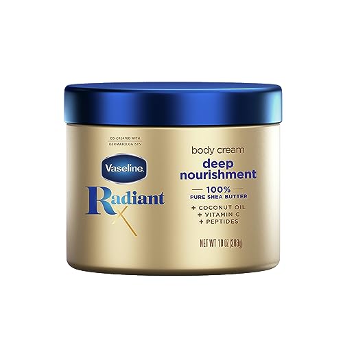 Version 1.0.0 Vaseline Radiant X Deep Nourishment Body Cream 100% Pure Shea Butter, Coconut Oil, Vitamin C, & Peptides 10 oz - Image 1