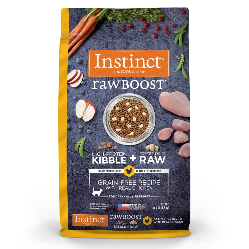 Version 1.0.0 Instinct Raw Boost, Natural Dry Cat Food with Freeze Dried Pieces, High Protein, Grain Free Recipe - Real Chicken, 10 lb. Bag - Image 1
