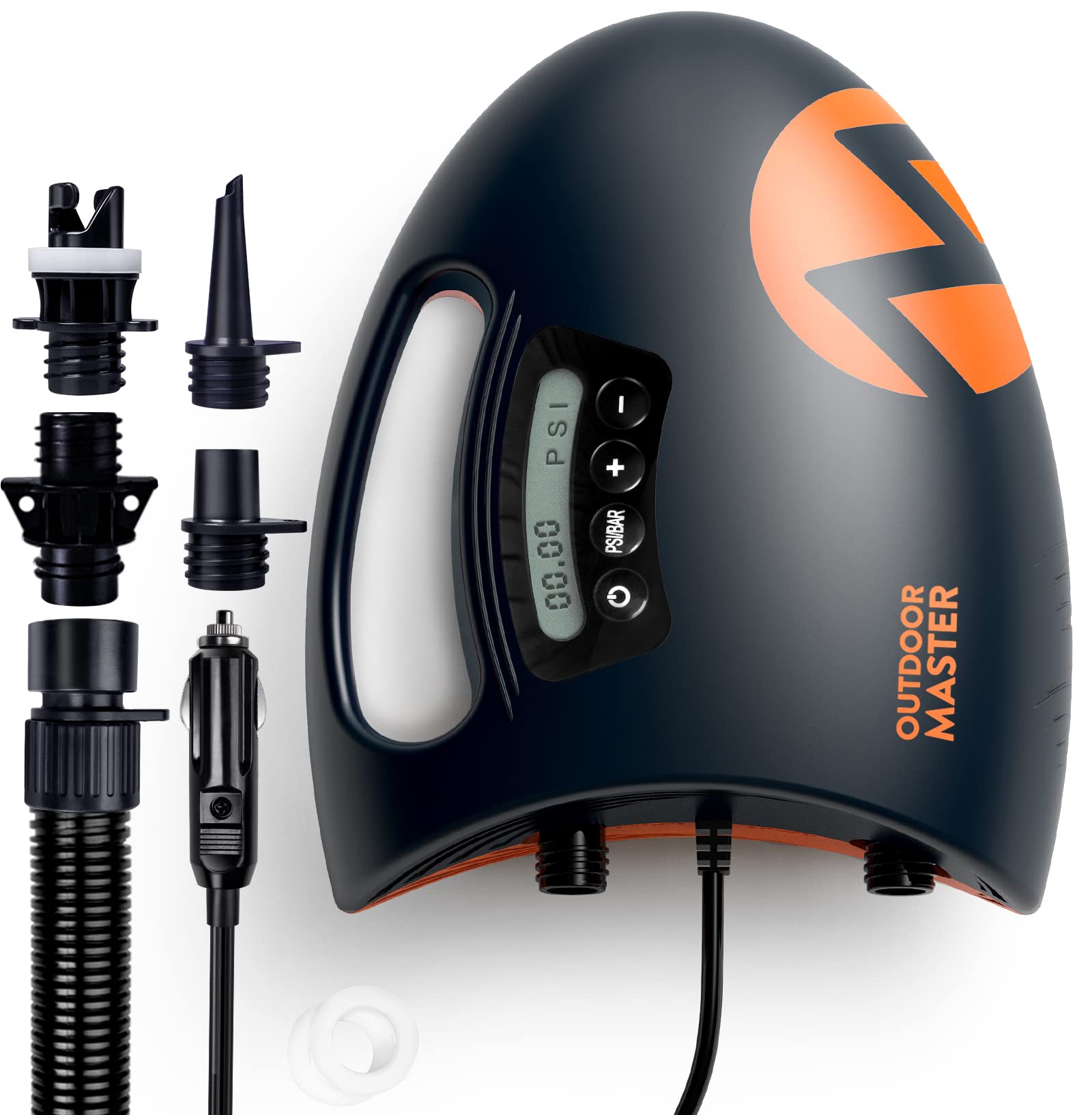71rdZG7QobL.jpg OutdoorMaster Shark High Pressure SUP Pump - Electric Air Pump with 20 PSI Active Cooling System Dual Stage Inflation & Auto-Off for Inflatable Paddle Board, Boats, Water Sports -2nd Gen - Image 1