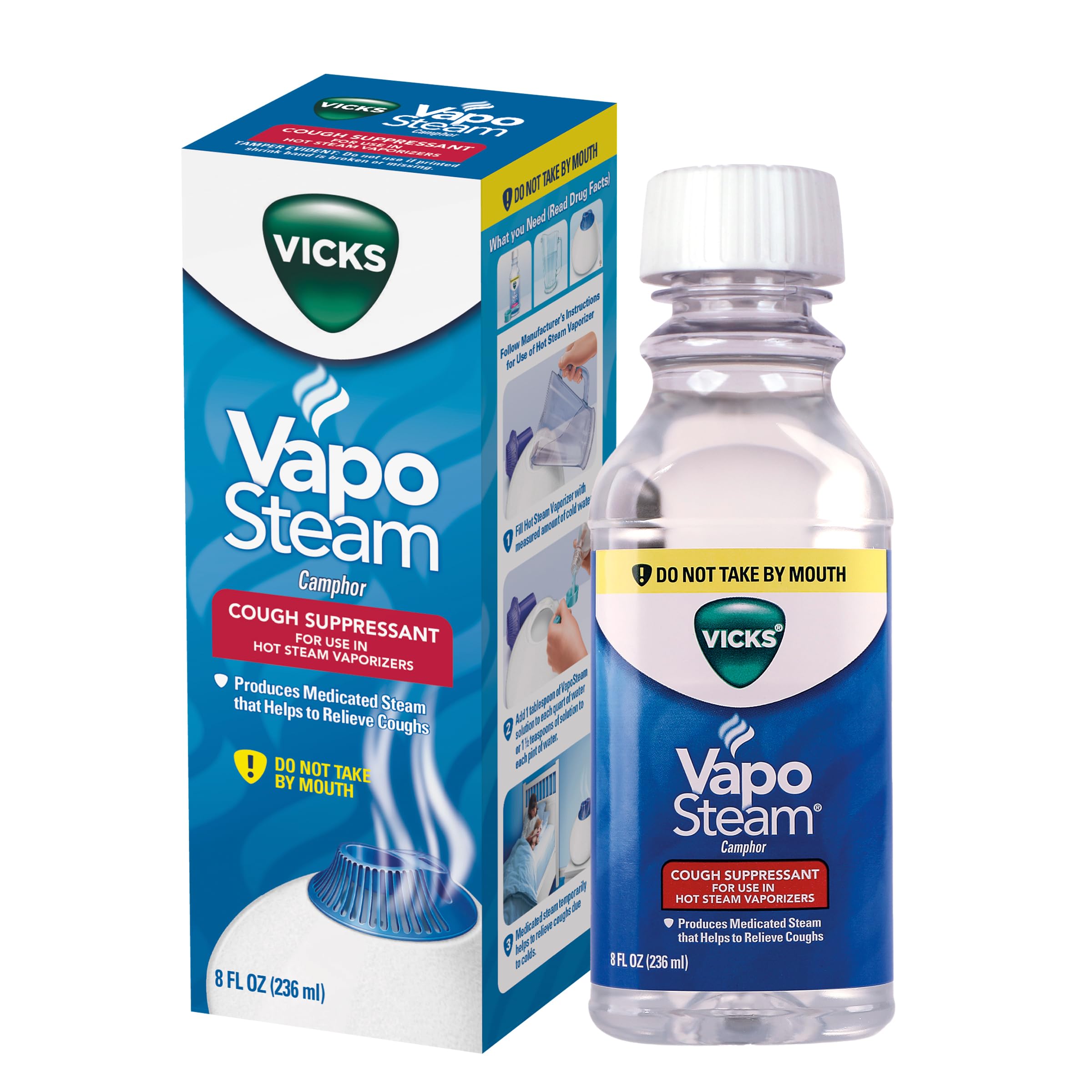 Version 1.0.0 Vicks VapoSteam Medicated Liquid with Camphor, a Cough Suppressant, 8 Oz – VapoSteam Liquid Helps Relieve Coughing, for Use in Vicks Vaporizers and Humidifiers - Image 1