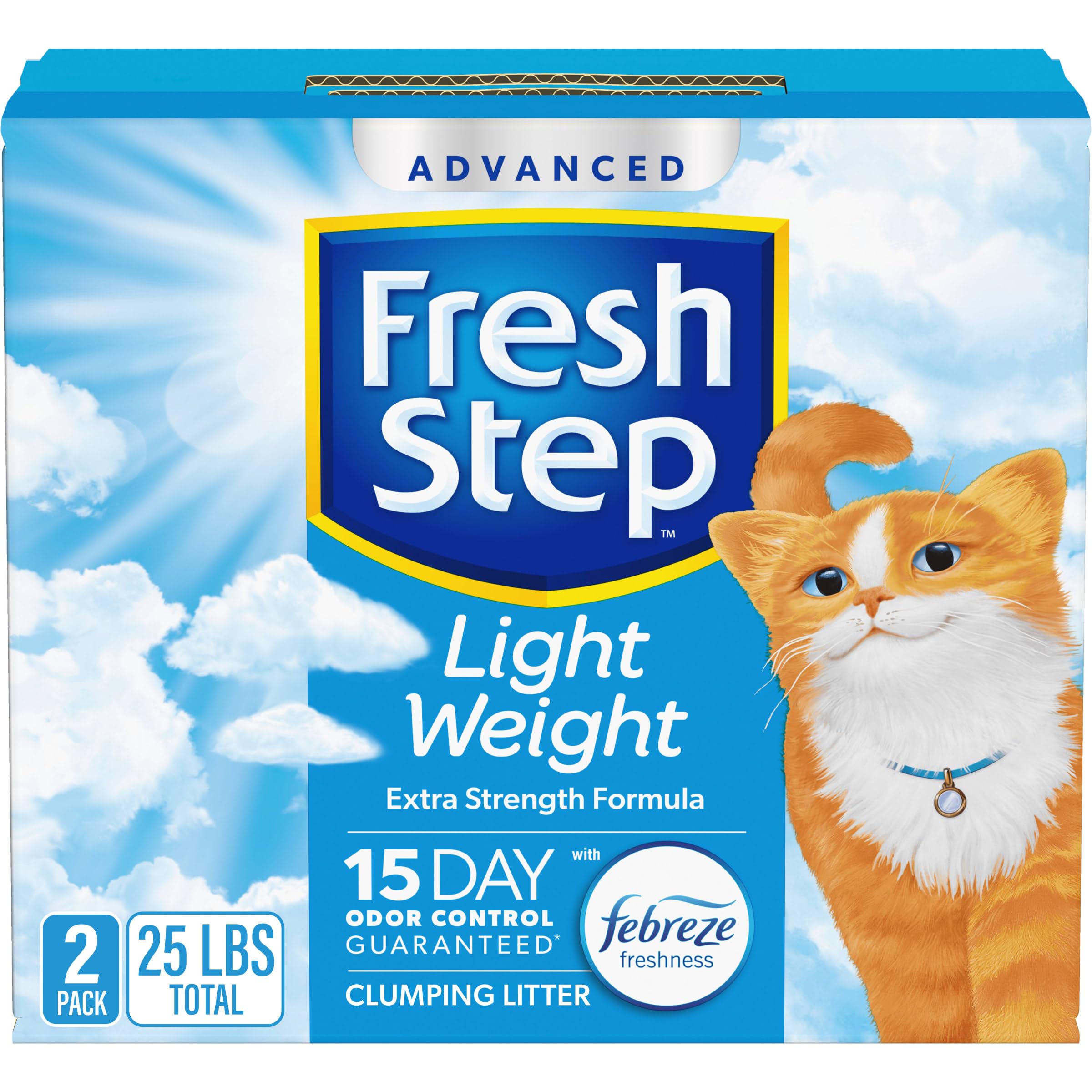 Version 1.0.0 Fresh Step Light Weight Advanced Extreme Cat Litter with Febreze Freshness, Extra Strength Formula Clumping Litter, 25 lbs. (2 x 12.5 lb. Box) - Image 1
