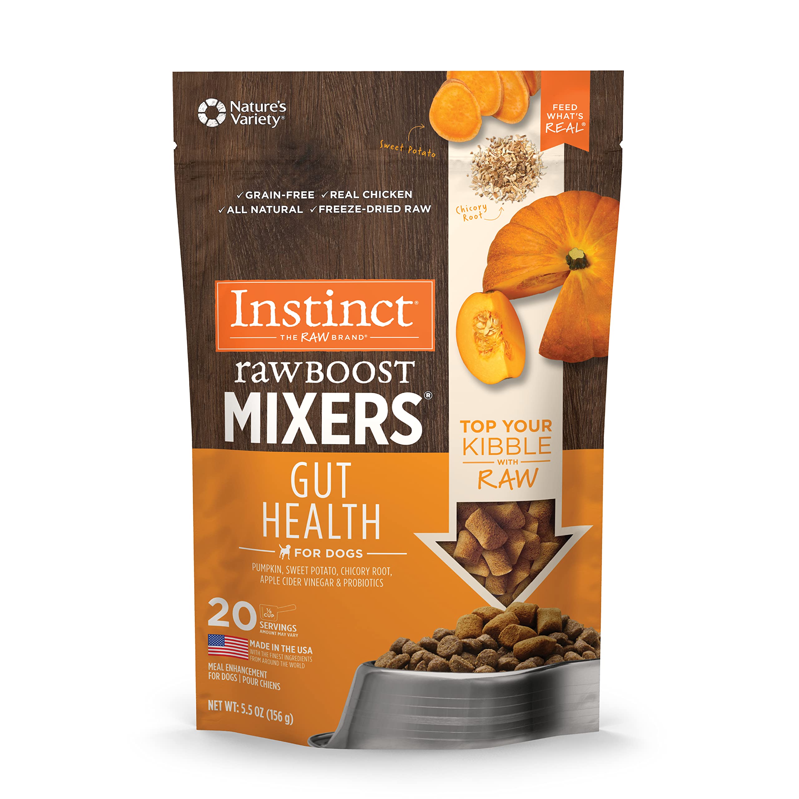 Version 1.0.0 Instinct Raw Boost Mixers Gut Health Freeze-Dried Dog Food Topper, 5.5 oz. Bag - Image 1